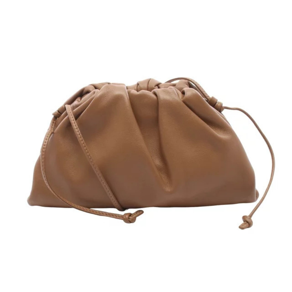 Bottega Veneta The Pouch Clutch Shoulder Bag Leather Beige Cream